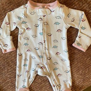 Carter’s Dino Onesie With Pink Cuffs - Newborn NB